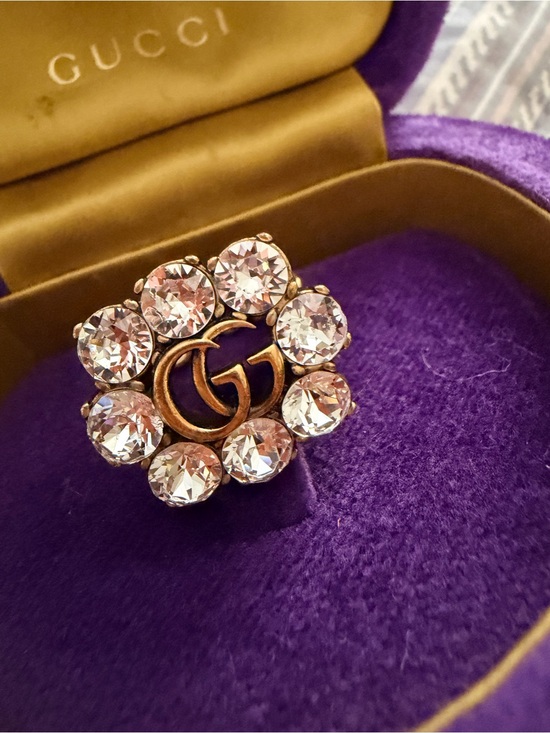 Gucci Jewelry - Gucci Rose Crystal Double G Cluster Ring